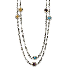 Colored Stones Station Necklace