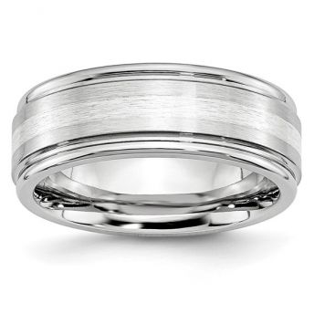 Cobalt Sterling Silver Inlay Satin and Polished Band