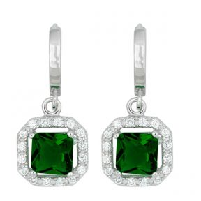 Green CZ and Micro Pave Earrings