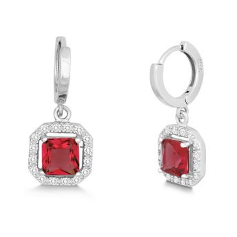 Red CZ and Micro Pave Earrings