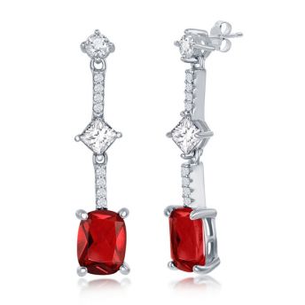 Red and White CZ Earrings