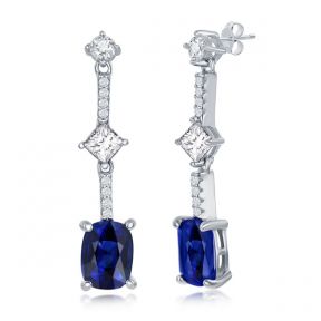 Blue and White CZ Earrings