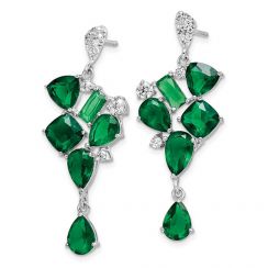 Simulated Emerald Clustered and CZ Drop Earrings
