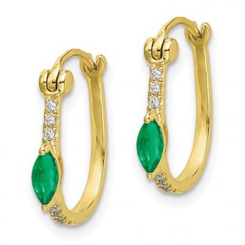 Emerald and Diamonds Hoop Earrings