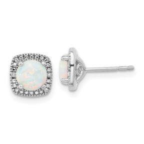 Lab Created Opal and Diamond Earrings