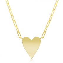 Silver Heart Paperclip Necklace - Gold Plated