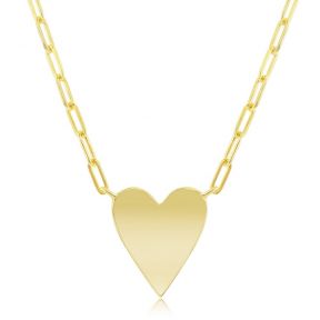 Silver Heart Paperclip Necklace - Gold Plated