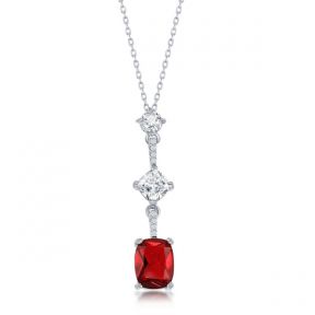 Red and White CZ Necklace