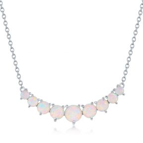 Sterling Silver Graduating White Opal Necklace