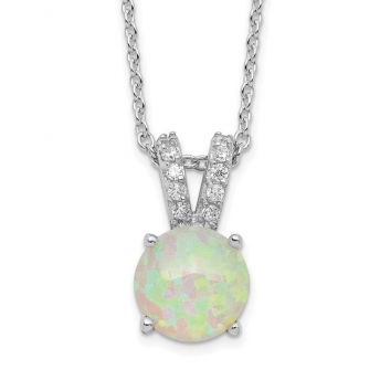 Synthetic White Opal CZ Split Bale Necklace