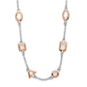 Sterling Silver Rose Gold Plated CZ Necklace