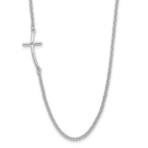 Sterling Silver Sideways Curved Cross Necklace