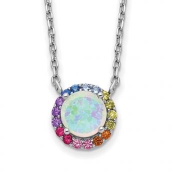 Opal and Colorful CZ Necklace
