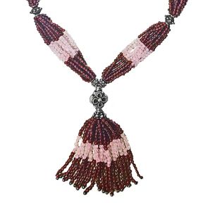 Garnet & Quartz Beaded Necklace