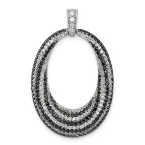 Oval Black and White CZ Pendant