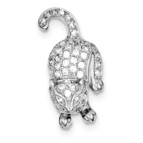 Sterling Silver & CZ Cat Pin