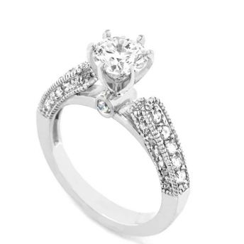 Engagement Ring with Certified Center Stone, 1.34 Carat