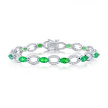 Marquise & Oval Linked Bracelet - Emerald CZ