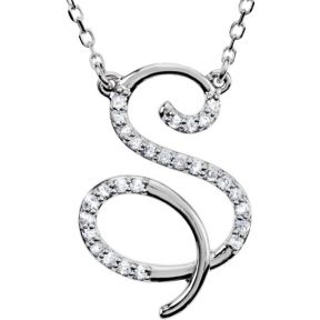 Diamond Initial in Sterling Silver
