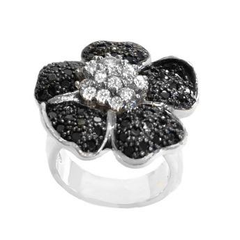 Flower Design Silver Ring