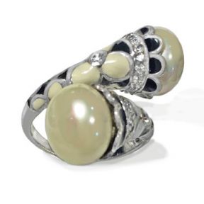 Pearl and Enamel Ring