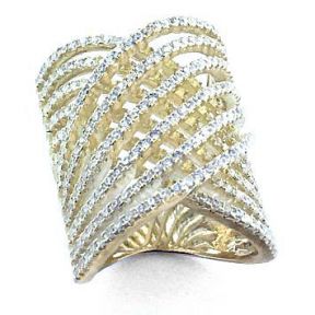 Silver Gold-Plated CZ Ring