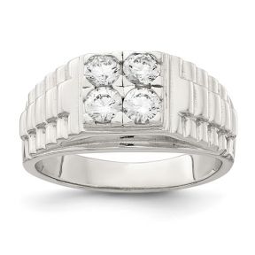 Sterling Silver & CZ's Mens Ring