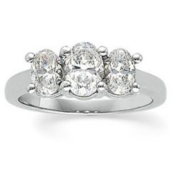 1 Carat Three Stone Oval Diamonds Ring