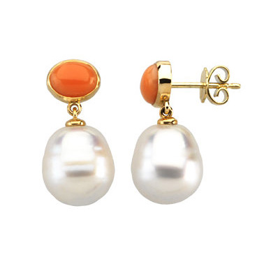 Carnelian & South Sea Cultured Pearl Earrings
