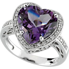 Amethyst Heart and Diamonds Ring
