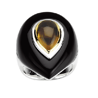 Onyx Dome and Citrine  Ring