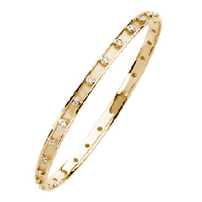 Stackable Diamond Bangle Gold Bracelet