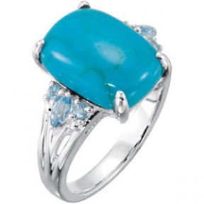 Turquoise and Topaz Silver Ring