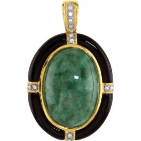 Russian Jadeite,Onyx & Diamond Pendant