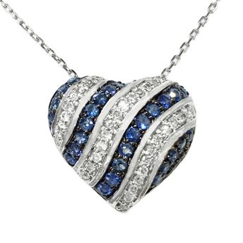 Diamond & Sapphire Heart Pendant
