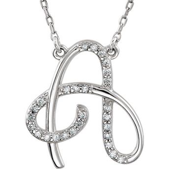Diamond Initial A in Sterling Silver