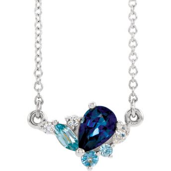 Gemstone &  Diamond 18" Necklace