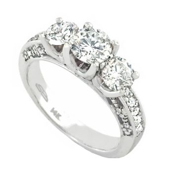 3-Stones Diamond Ring 1.44 Carat