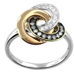 Tricolor Diamond Knot Ring