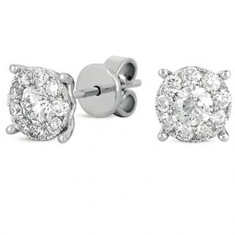 Diamond Cluster Earrings .82CT