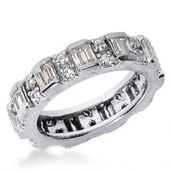 Baguette and Round Diamonds Eternity Band