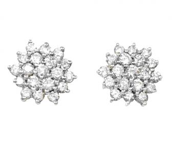 Diamond Cluster Earrings, 2.12 Carat