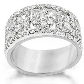 Wide 3-Cluster Diamond Band, 2.35 CT