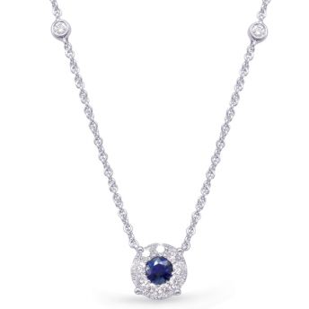 Blue Sapphire and Diamonds Necklace