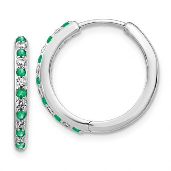 Emerald and Diamonds Hoop Earrings