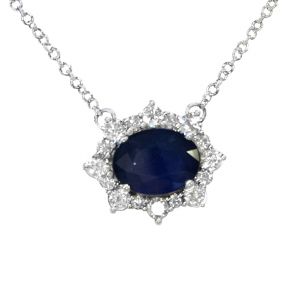 Bue Sapphire and Diamonds Necklace