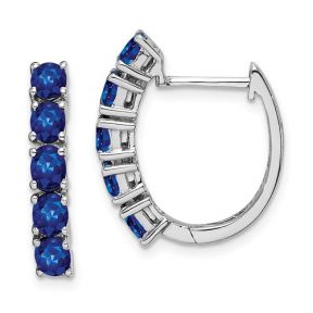 Blue Sapphires Hoop Earrings