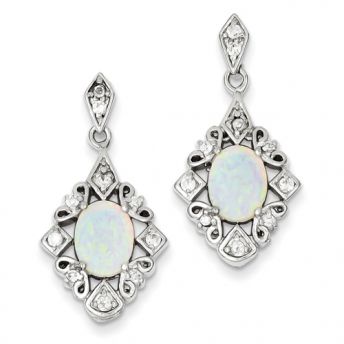 Opal And Cubic Zirconia Earrings