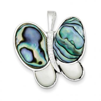 Abalone Butterfly Silver Pin