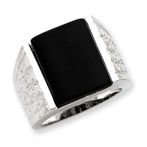 Sterling Silver & Onyx Men's Ring